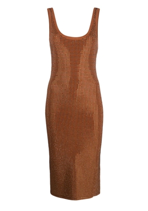 SANDRO Fantasia rhinestone-embellished midi dress - Brown