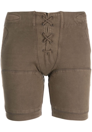 ENTIRE STUDIOS lace-up organic cotton-blend shorts - Brown