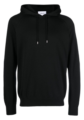 D4.0 raglan-sleeves drawstring hoodie - Black