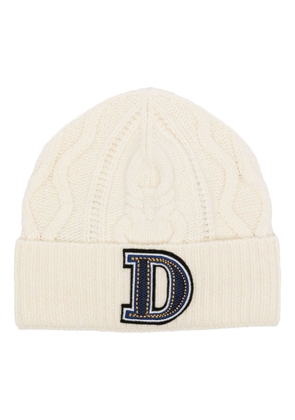DONDUP logo-appliqué cable-knit beanie - White