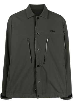 sacai logo-embroidered spread-collar jacket - Green