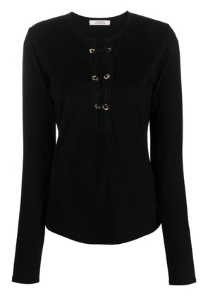 Dorothee Schumacher lace-fastening silk blouse - Black