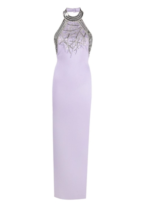 Balmain sequin-embellished halterneck gown - Purple