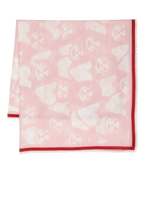 Givenchy face-print logo-jacquard fringed scarf - Pink