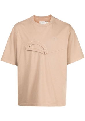 Feng Chen Wang cotton double-layer T-shirt - Brown