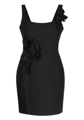 Marchesa Notte flower-detail sleeveless minidress - Black