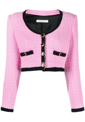 Alessandra Rich virgin wool-blend cropped jacket - Pink