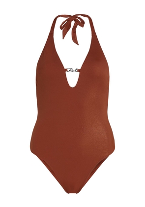Karl Lagerfeld Signature glitter-embellished swimsuit - Red