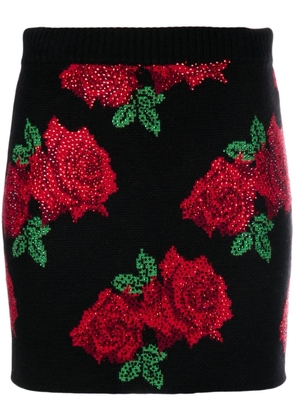 Giuseppe Di Morabito rose-pattern intarsia-knit miniskirt - Black