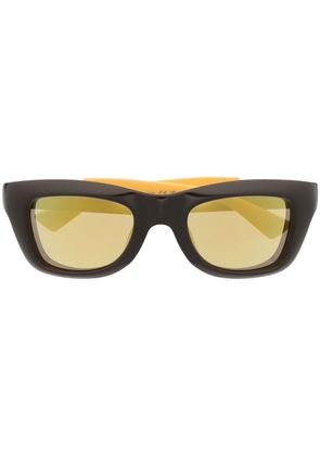 Bottega Veneta Eyewear two-tone rectangle-frame sunglasses - Brown
