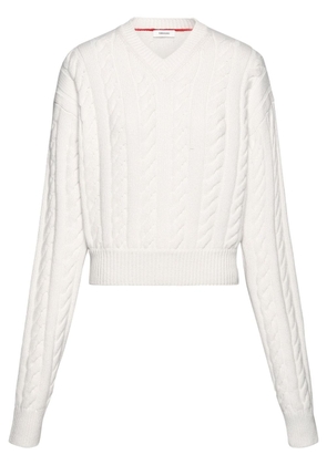 Ferragamo Cable knit V-neck sweater - White