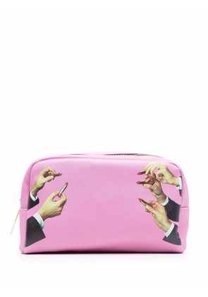 Seletti graphic-print zip-up wash bag set - Pink