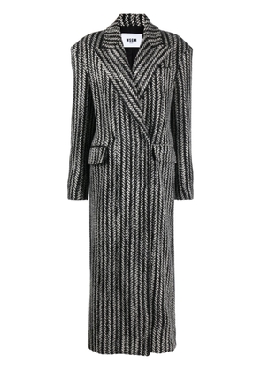 MSGM herringbone-pattern knitted coat - Black