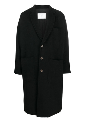 Société Anonyme embroidered-logo buttoned wool coat - Black