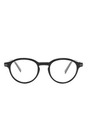 Zegna logo-print round-frame glasses - Black