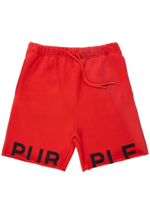 Purple Brand logo-print cotton track shorts - Red