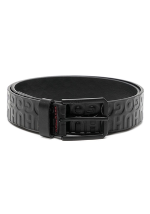 HUGO logo-debossed leather belt - Black