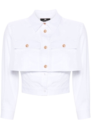 Elisabetta Franchi layered cotton-poplin shirt - White