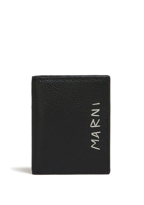 Marni logo-stitch bi-fold leather wallet - Black