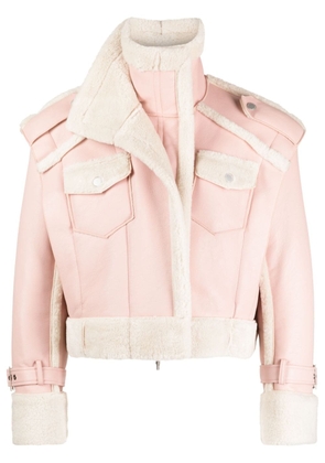 Feng Chen Wang faux-leather biked jacket - Pink