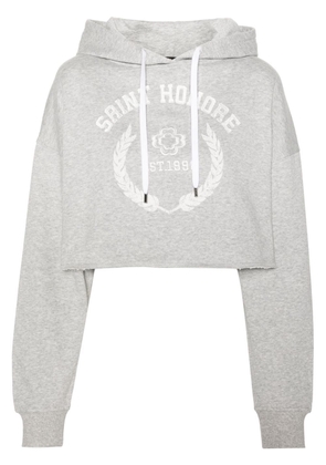 Maje logo-embroidered cropped hoodie - Grey
