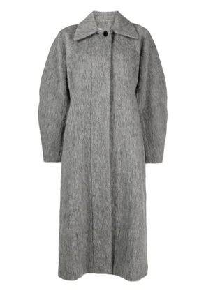 GANNI puff-sleeve coat - Grey