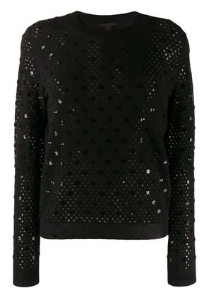 Louis Vuitton Pre-Owned pre-owned open knit sequinned details jumper - Black