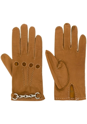 Céline Pre-Owned 1980/1990s pre-owned chain detail gloves - Brown