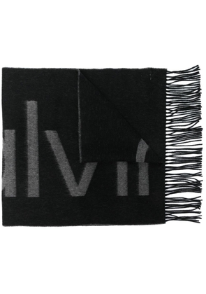 Calvin Klein logo-print wool scarf - Black