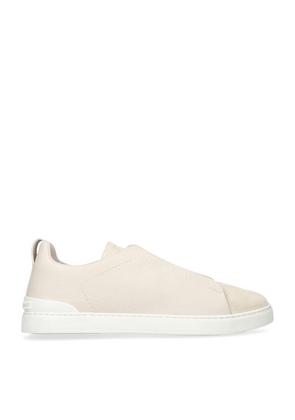 Zegna Leather And Suede Triple Stitch Sneakers