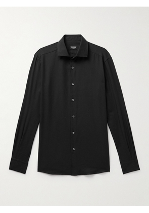 Zegna - Cotton and Cashmere-Blend Twill Shirt - Men - Black - S