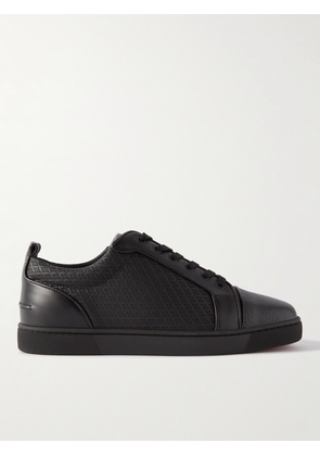 Christian Louboutin - Louis Junior Orlato Leather-Trimmed Perforated Rombo Max Rubber Sneakers - Men - Black - EU 40