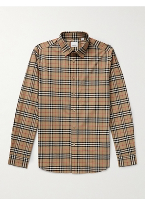 Burberry - Checked Stretch-Cotton Poplin Shirt - Men - Neutrals - XS