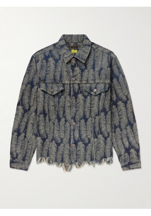 KAPITAL - Frayed cotton-jacquard trucker jacket - Men - Blue - 2