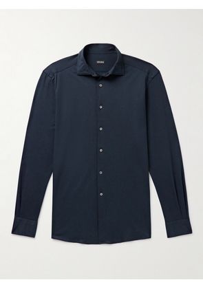 Zegna - Cotton-Piqué Shirt - Men - Blue - S