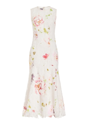 Monique Lhuillier - Floral Lace Midi Dress - White - US 2 - Moda Operandi