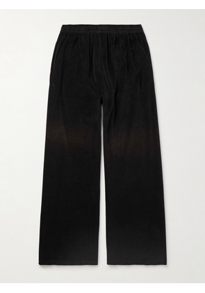 Acne Studios - Fega Wide-Leg Logo-Embossed Cotton-Blend Velour Track Pants - Men - Black - XS