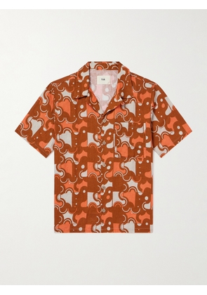 Folk - Camp-Collar Printed Ramie Shirt - Men - Red - 1