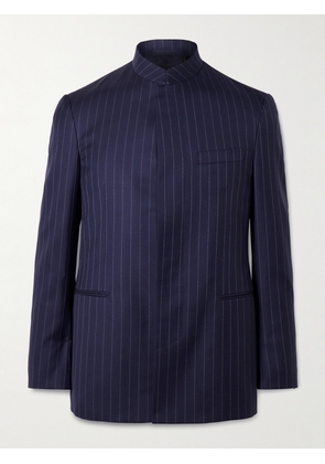 Kingsman - Argylle Slim-Fit Nehru-Collar Pinstriped Wool-Blend Suit Jacket - Men - Blue - IT 46