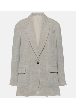 Brunello Cucinelli Oversized V-neck linen-blend blazer
