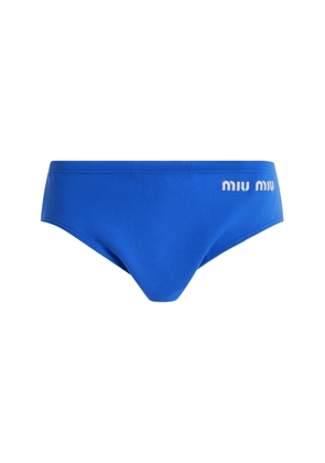 Miu Miu - Logo-Knit Nylon Panties - Blue - IT 38 - Moda Operandi