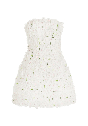 Monique Lhuillier - Floral-Embroidered Mini Dress - White - US 4 - Moda Operandi
