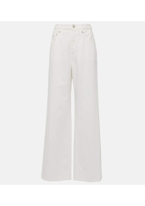 BRUNELLO CUCINELLI Herringbone cotton and linen-blend wide-leg pants