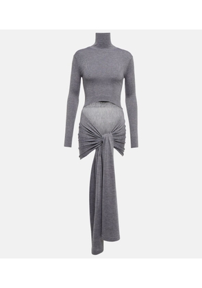Alaïa Tie-front cashmere and silk turtleneck sweater