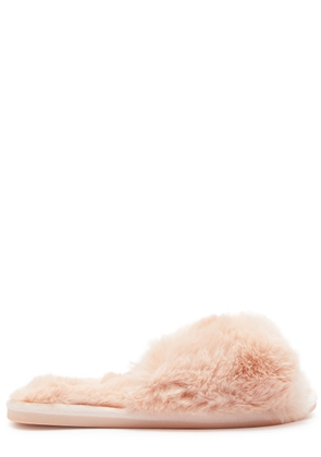 Eberjey Plush Cross-over Faux fur Slippers - Rose