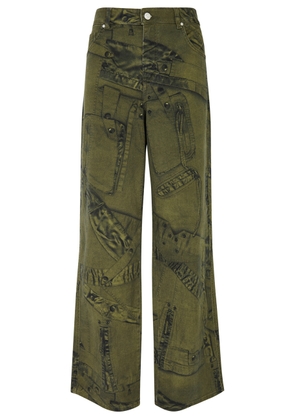Blumarine Printed Wide-leg Jeans - Khaki - 44 (UK12 / M)