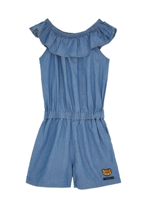 Moschino Kids Logo-embroidered Chambray Playsuit (10-14 Years) - Blue - 14YR (14 Years)