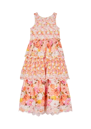 Marlo Kids Blossom Floral-print Tiered Cotton Dress - Multi Multi - 13-14Y (14 Years)
