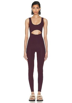 Live The Process Cut Out Jumpsuit in Acai Berry - Burgundy. Size S (also in ).