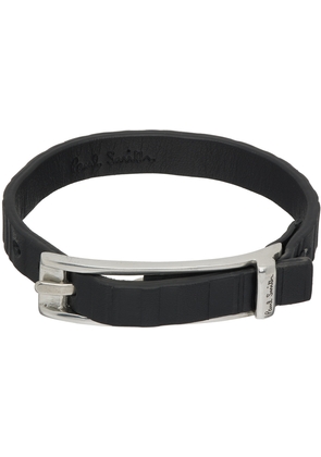 Paul Smith Black Shadow Stripe Leather Bracelet